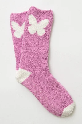 PJ Salvage - Cozy Butterfly Fun Socks in Lilac