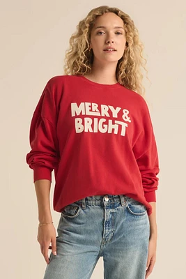 Z Supply - Bright and Merry Sunday Sweatshirt Haute Red