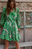 Velvet - Kiki Printed Short Dress Green