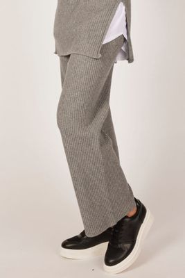 Pistache - Fine Knit Ribbed Ankle Pants Grey