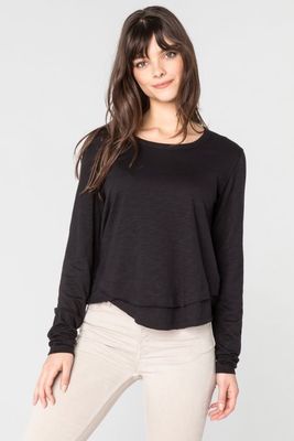 CHRLDR - Ava Long Sleeve Mock Layer T-Shirt Black