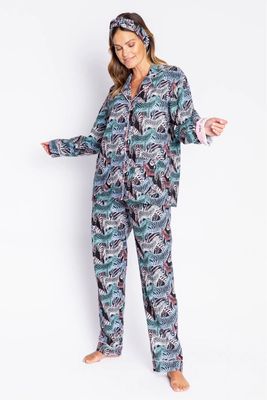 PJ Salvage-  Zebra Flannel Set Black
