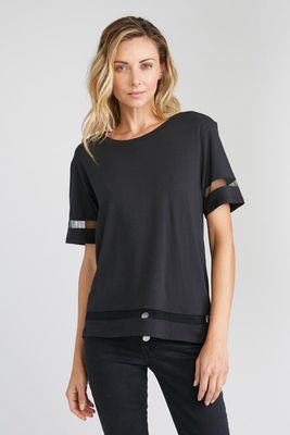 CHRLDR - Tulle Inserts Wide T-Shirt Black