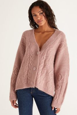 Z Supply - Ryleigh Cable Knit Cardigan Sweet Pink Pop kit