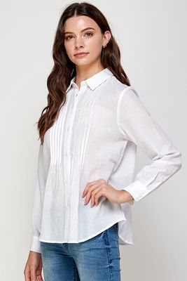 FUN2 - Cotton Pin-tuck Shirt White