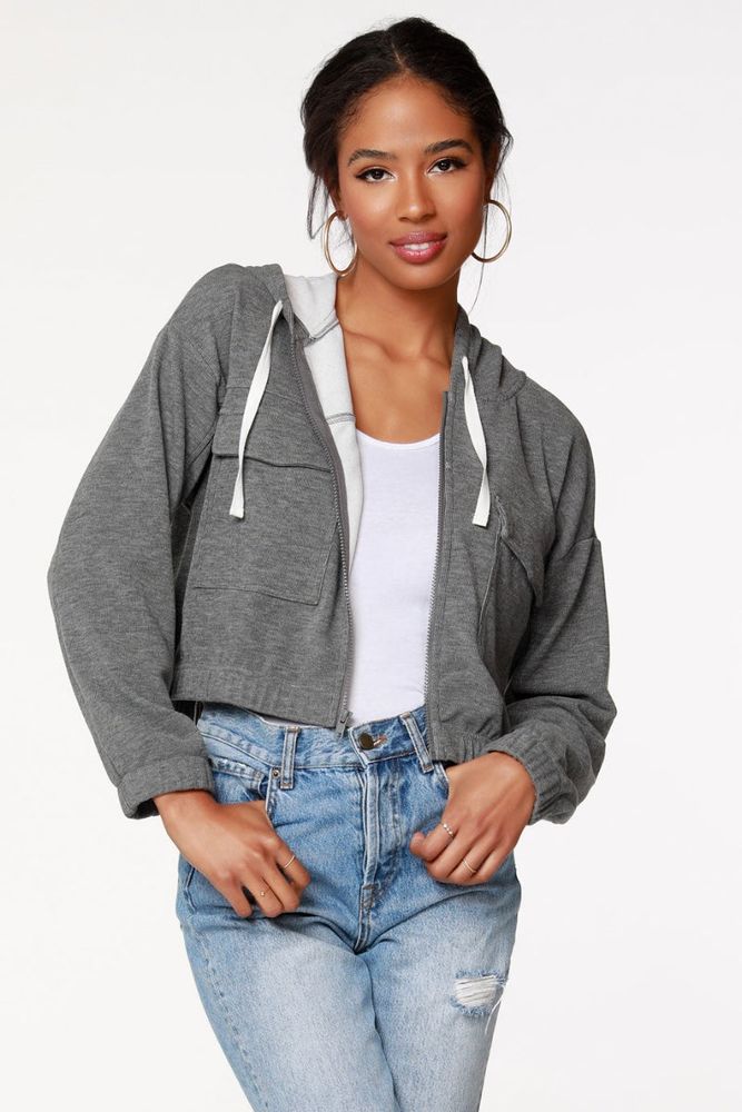 Bobi - Crop Utility Jacket Charcoal 