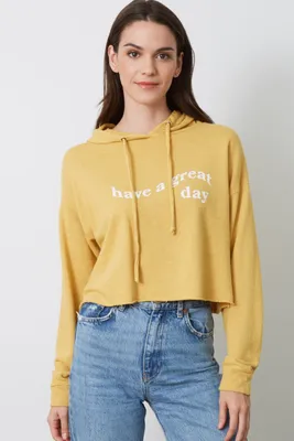 Goodhyouman - Anya Have A Great Day Cropped Hoodie Sun