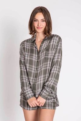 PJ Salvage - Mad for plaid long sleeve Top