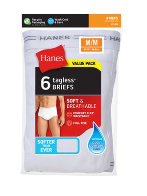 6-Pack Hanes Men's ComfortSoft® Brief