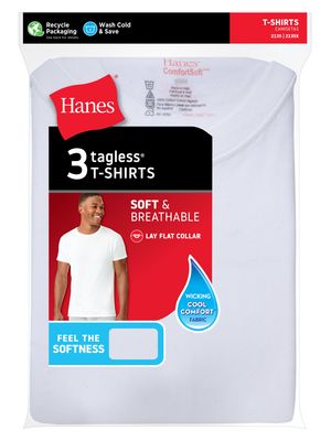 3 Pack - Hanes Men's White Crew T-Shirt Undershirts