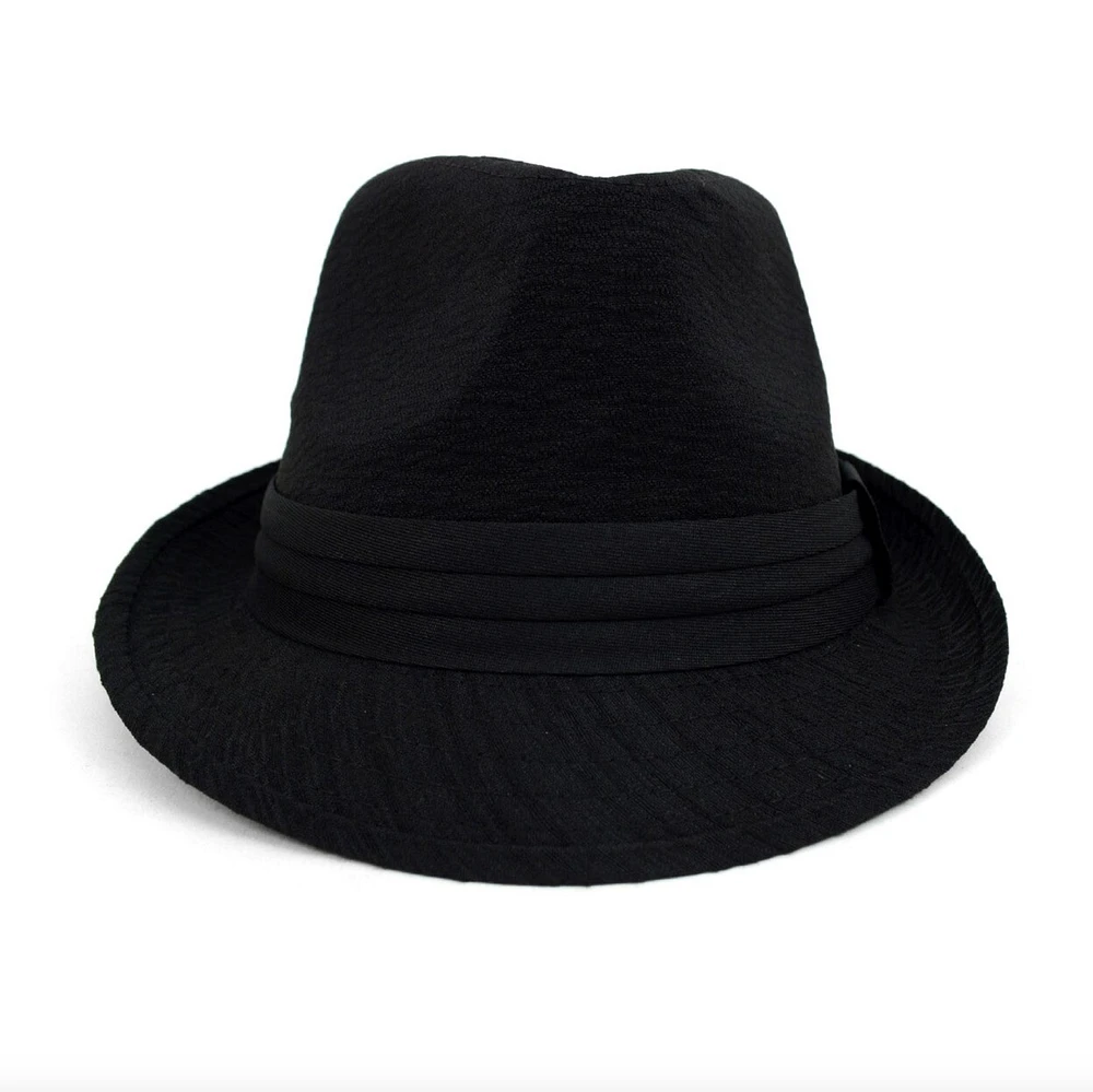 Black Trilby Fedora Hat with Band Trim