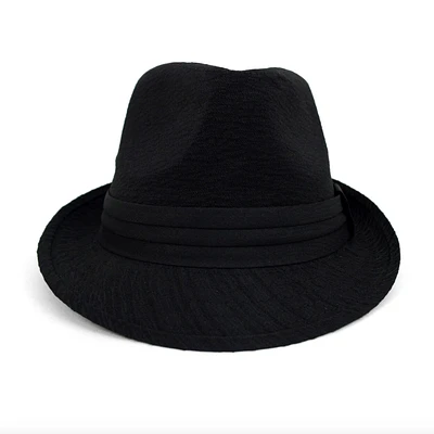 Black Trilby Fedora Hat with Band Trim