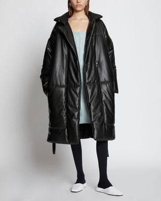 Faux Leather Puffer Coat