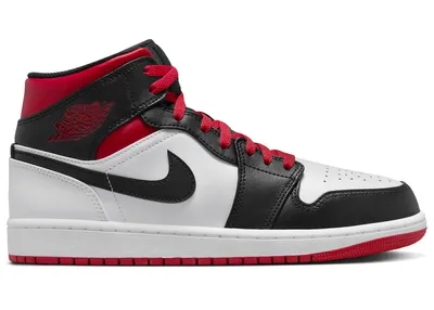 Jordan 1 Mid Black Toe White Gym Red