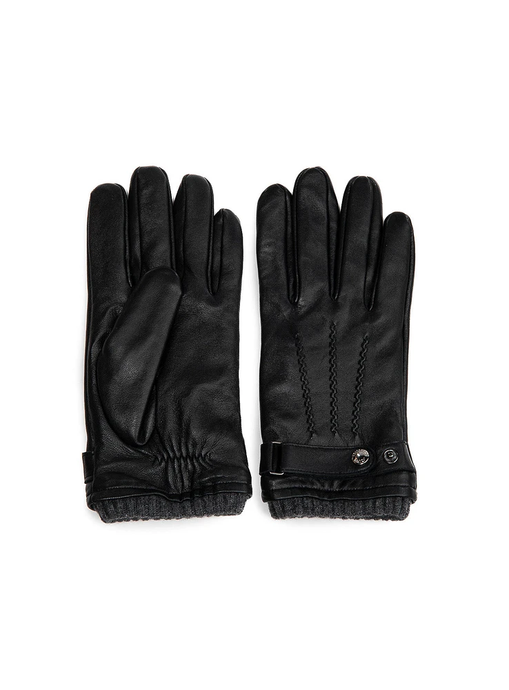 Central Stitch Black Gloves