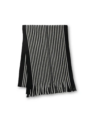 Black and White Striped Scarf