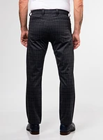 Checked Navy Stretch Dress Pants