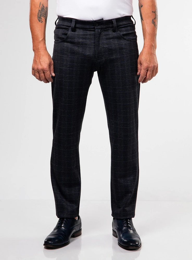 Checked Stretch Dress Pants