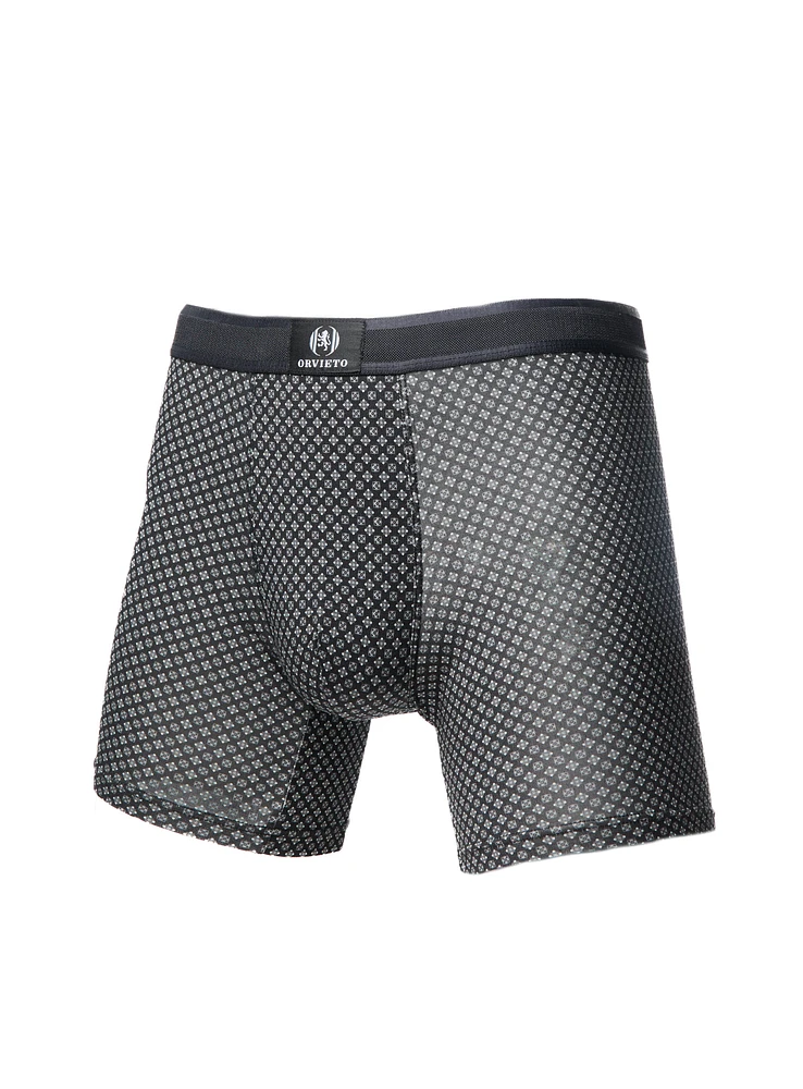 Sous-vêtement boxer en bambou noir imprimé