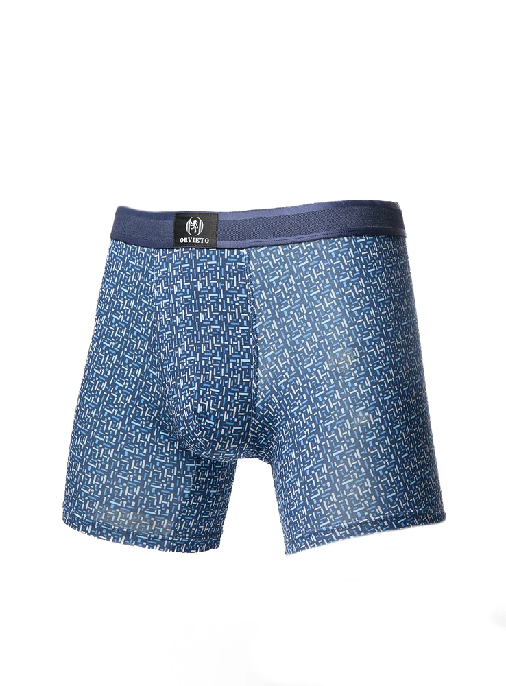 Sous-vêtement boxer en bambou marine imprimé