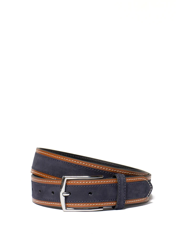 Ceinture marine à détails cognacs