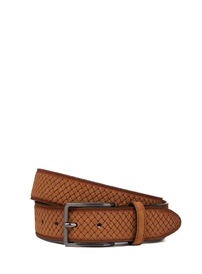 Ceinture cognac à carreaux