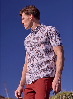 Palm Trees Print Poplin Shirt