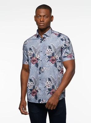 Hibiscus Print Poplin Shirt