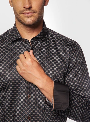 Chemise satinée à imprimé de broderie