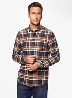 Cognac Checked Flannel Shirt