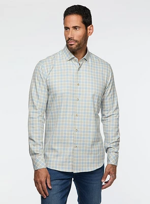 Chemise à carreaux bleu et gris
