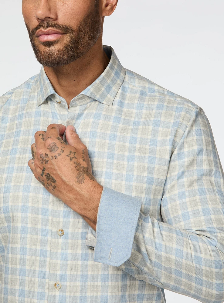 Chemise à carreaux bleu et gris