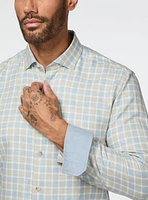 Chemise à carreaux bleu et gris