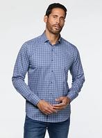 Chemise bleue à motif de médaillons