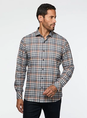 Orange and Navy Plaid Shirt