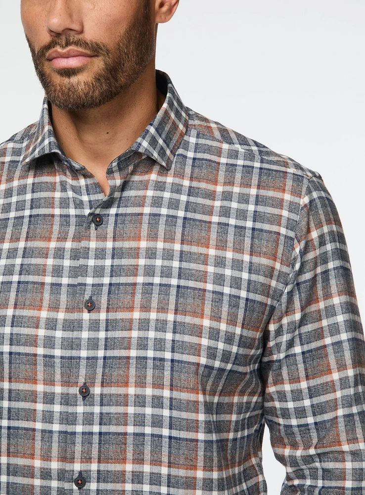 Orange and Navy Plaid Shirt