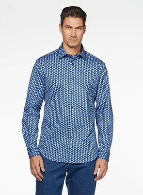 Chemise extensible bleu à imprimé de points multiples