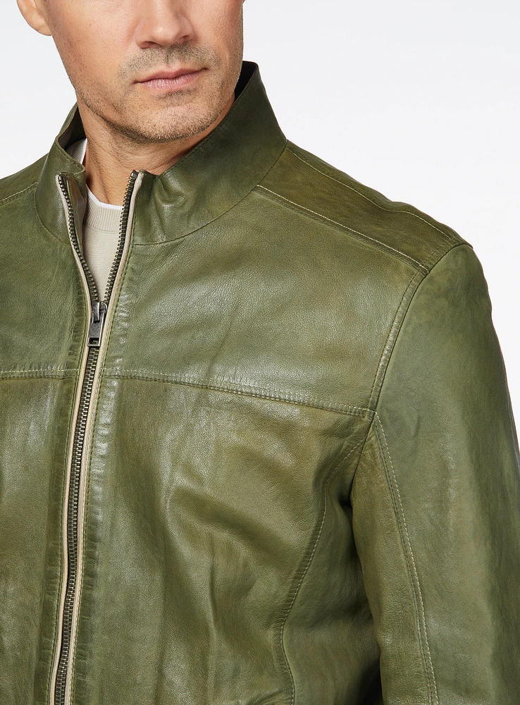 Manteau en cuir vert