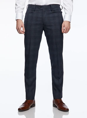 Navy Checked Dress Pants