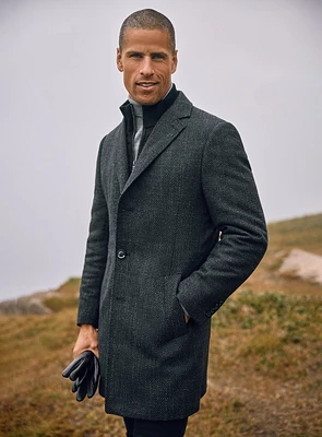 Classic Black Tweed Overcoat