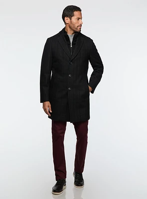 Black Subtle Plaid Overcoat