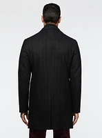 Pardessus noir à carreaux discrets