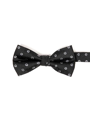 Silver Dot Black Bow Tie