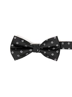 Silver Dot Black Bow Tie