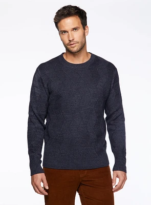 Diagonal Jacquard Crewneck Sweater