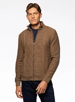 Brown Cable Knit Cardigan