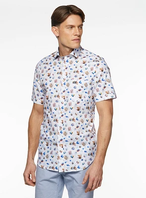 Chemise à manches courtes avec imprimé de poissons