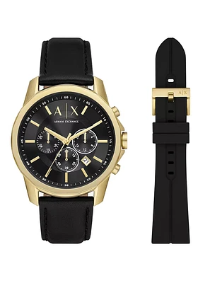 Coffret cadeau montre en cuir noir