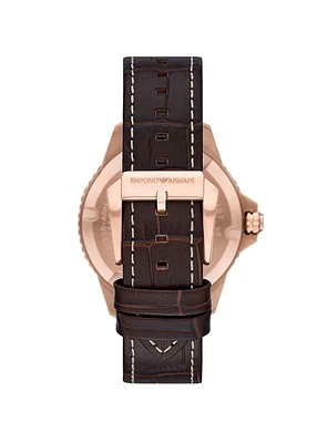 Blue Dial Brown Leather Watch