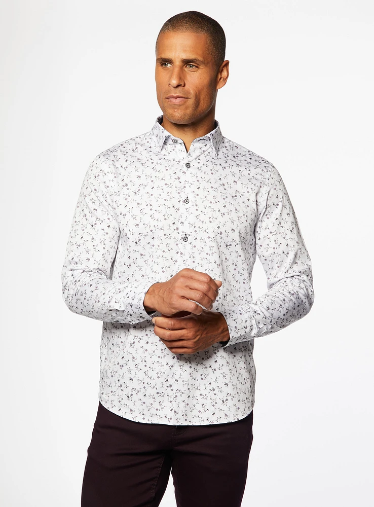 Chemise satinée à imprimé de tiges